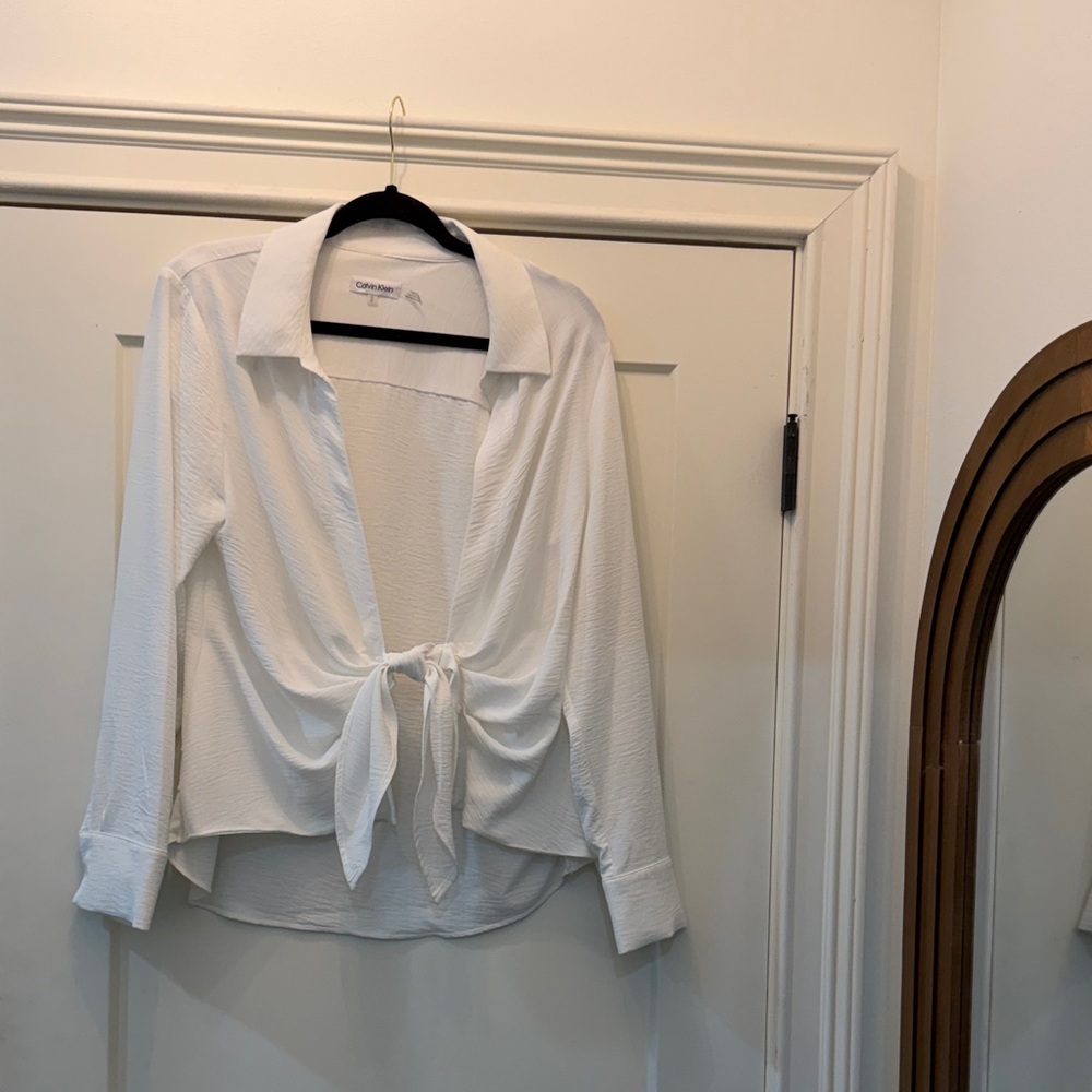Calvin Klein Ivory Tie-Front Shirt